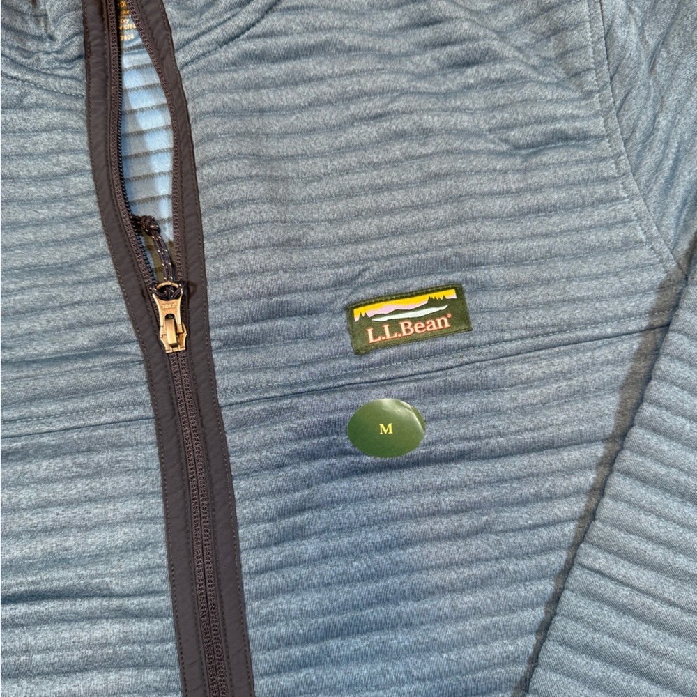 NWT L.L. Bean Men’s Blue Full-Zip Hooded Sweatshirt Jacket - Picture 3 of 8